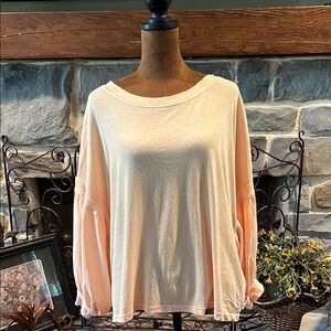 We The Free Orange and Pink Relaxed Long Sleeve Blouse